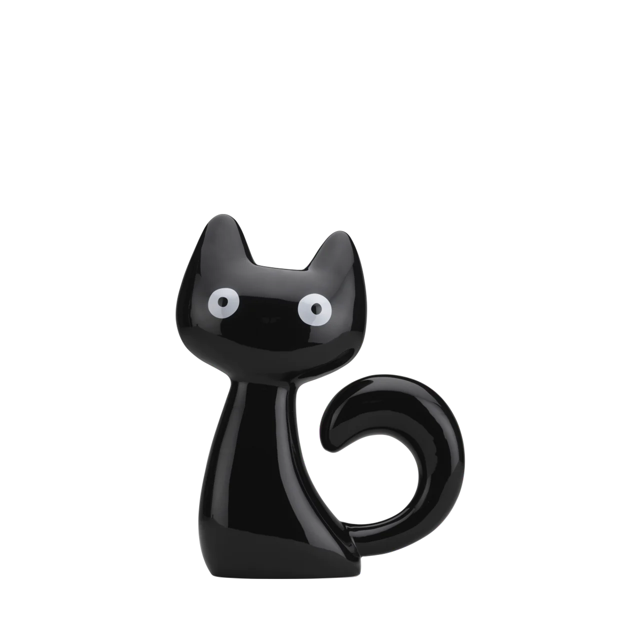 Dalila a black ceramic vase designed in the shape of a cat with a long tail by Qeeboo
