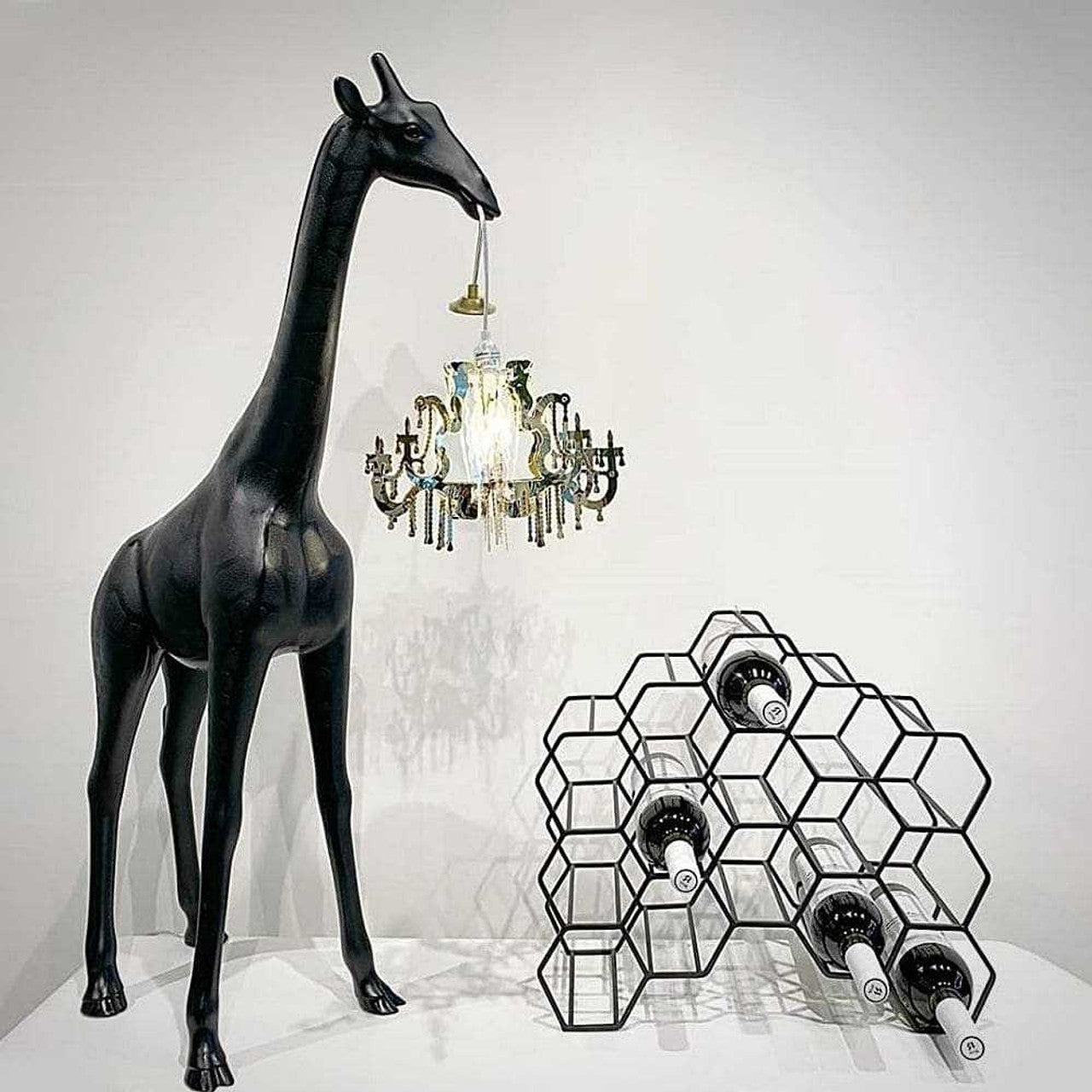Giraffe in Love XS floor lamps by Qeeboo in black finish