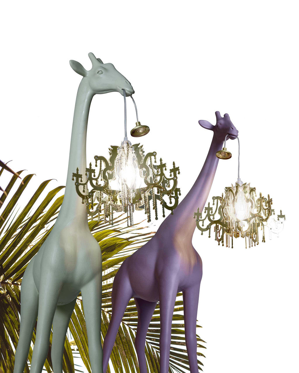 Giraffe in Love XS floor lamps by Qeeboo in pink finish