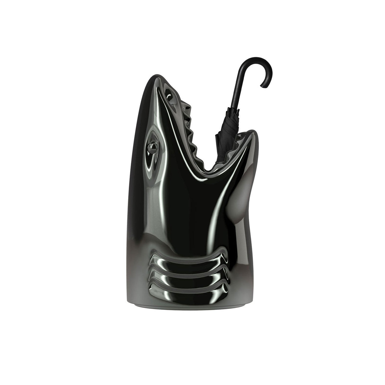 A titianium, sculptural umbrella stand designed by Studio Job for Qeeboo, featuring a unique and bold design.
