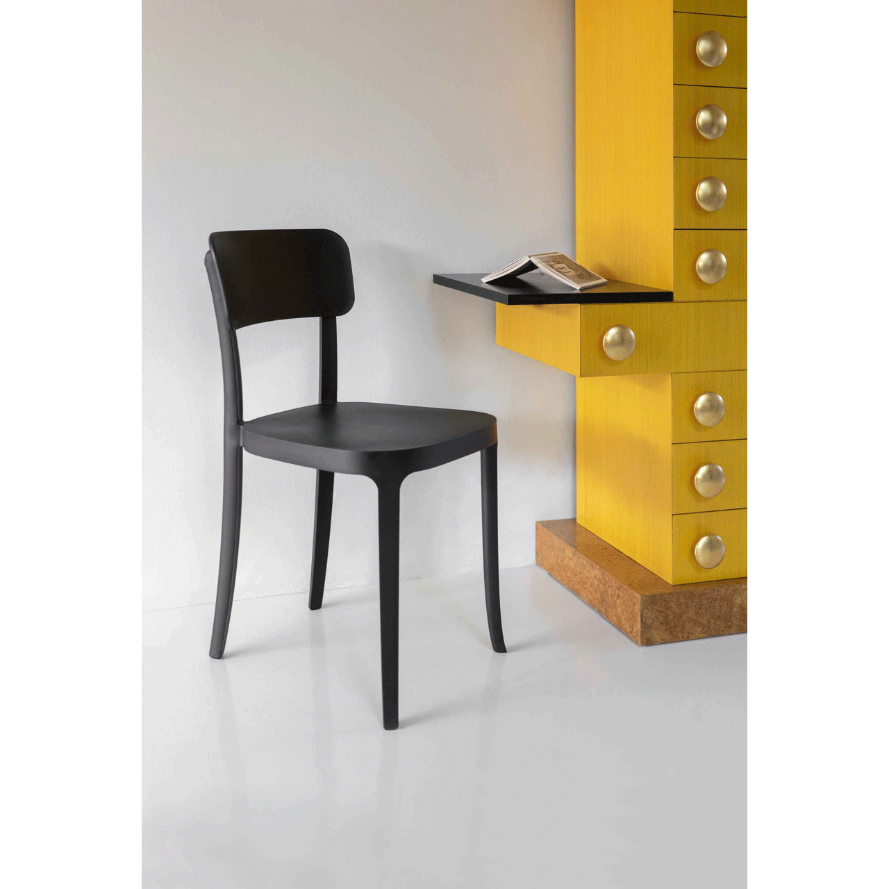 Minimalist dining chair with ergonomic silhouette