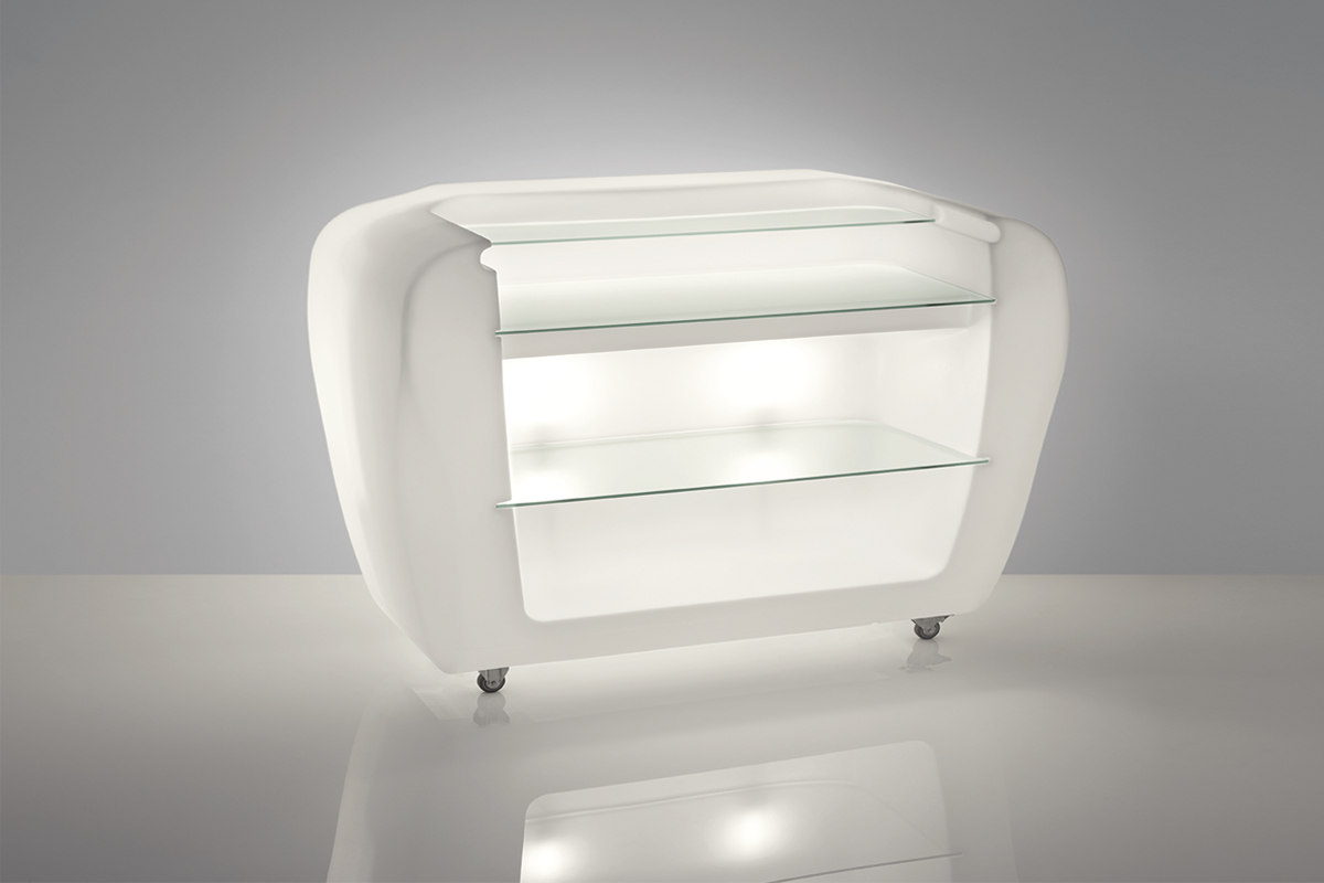 Roller Bar Counter with Castors | Slide Design